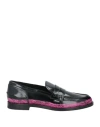 Msgm Man Loafers Black Size 9 Leather In Multi