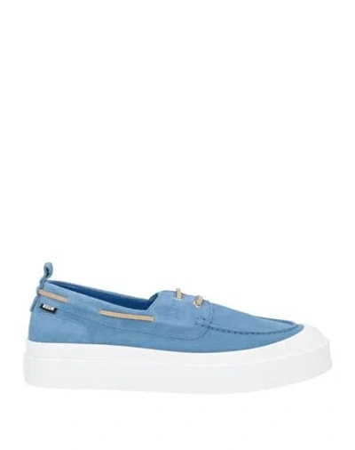 Msgm Man Loafers Sky Blue Size 8 Leather