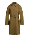 Msgm Man Overcoat & Trench Coat Military Green Size 38 Cotton In Green