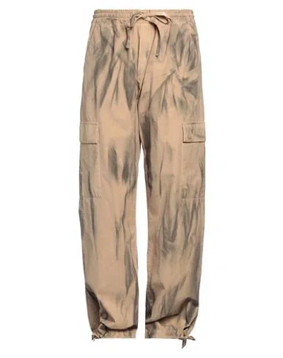 Msgm Ripstop Cotton Cargo Trousers In Beige