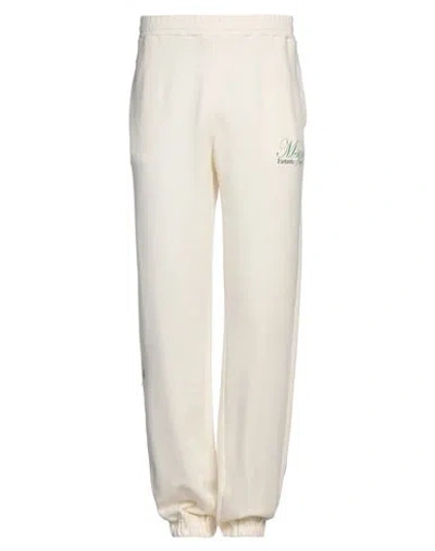 Msgm Man Pants Cream Size Xxl Organic Cotton In Neutral