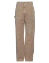 Msgm Man Pants Khaki Size 38 Cotton In Beige