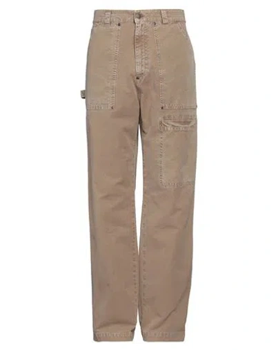 Msgm Man Pants Khaki Size 38 Cotton In Beige