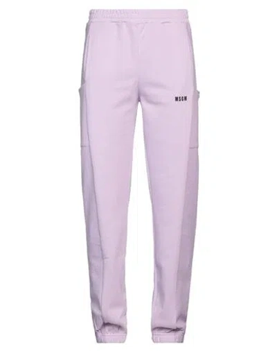 Msgm Man Pants Light Purple Size Xxl Organic Cotton