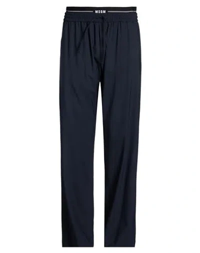 Msgm Man Pants Midnight Blue Size 36 Virgin Wool, Elastane
