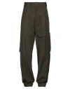 Msgm Man Pants Military Green Size 32 Cotton In Green