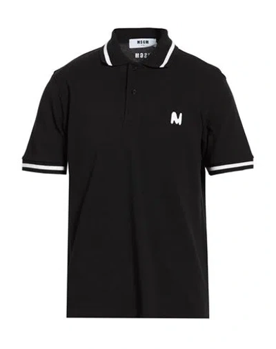 Msgm Man Polo Shirt Black Size L Cotton