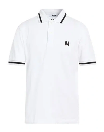 Msgm Man Polo Shirt White Size Xl Cotton