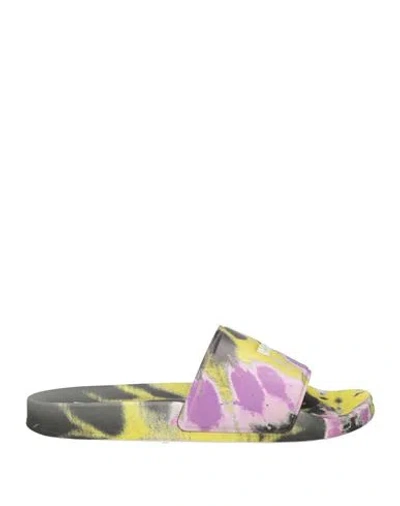 Msgm Man Sandals Yellow Size 9 Rubber, Textile Fibers In Yellow