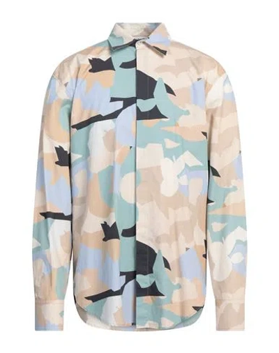 Msgm Man Shirt Beige Size 16 Cotton