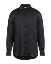 Msgm Man Shirt Black Size 15 ½ Acetate, Silk In Blue