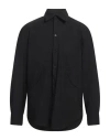 Msgm Man Shirt Black Size 15 Virgin Wool, Elastane