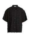 Msgm Man Shirt Black Size 16 ½ Polyester, Cotton In Black
