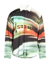 Msgm Man Shirt Black Size 16 Viscose In Multi