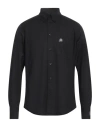 Msgm Man Shirt Black Size 16 Organic Cotton In Black