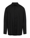 Msgm Man Shirt Black Size 17 ½ Viscose, Polyester