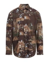 Msgm Paint Splatter-print Cotton Shirt In Brown