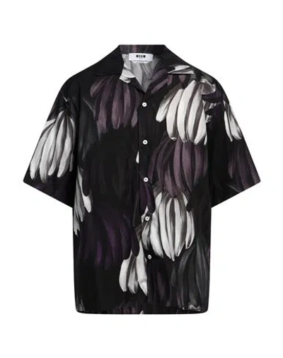 Msgm Man Shirt Deep Purple Size 16 Cotton