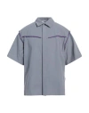 Msgm Man Shirt Grey Size 17 Organic Cotton
