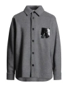 Msgm Man Shirt Grey Size 38 Wool, Polyamide In Gray