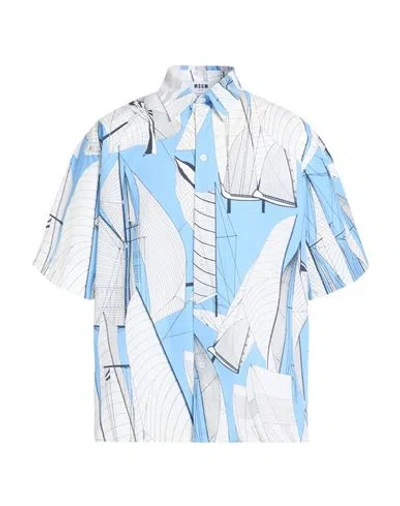 Msgm Man Shirt Light Blue Size 15 ¾ Cotton In Multi