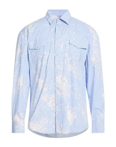 Msgm Man Shirt Light Blue Size 15 ½ Organic Cotton