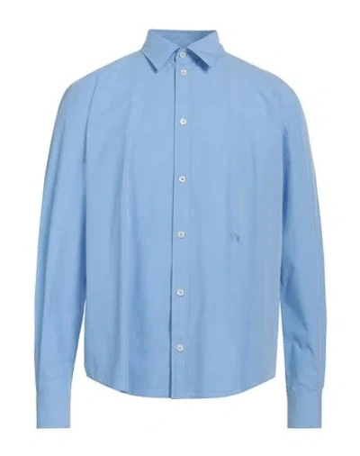 Msgm Man Shirt Light Blue Size 17 Organic Cotton