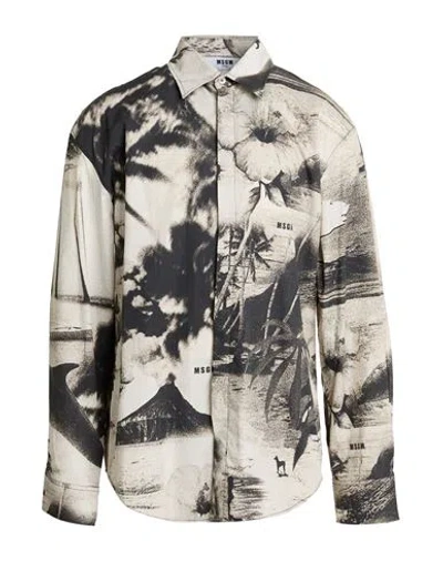 Msgm Man Shirt Light Grey Size 15 ¾ Cotton