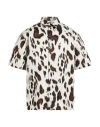 Msgm Man Shirt Light Grey Size 16 Cotton In Animal Print