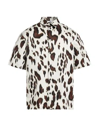 Msgm Man Shirt Light Grey Size 16 Cotton In Animal Print