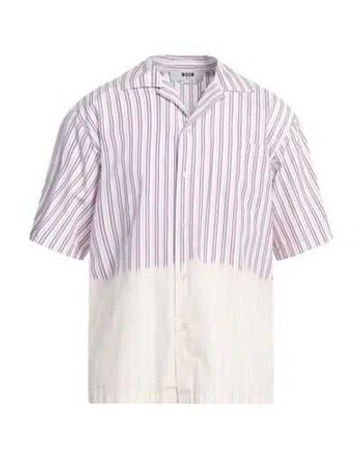 Msgm Man Shirt Lilac Size 15 ½ Cotton In Purple
