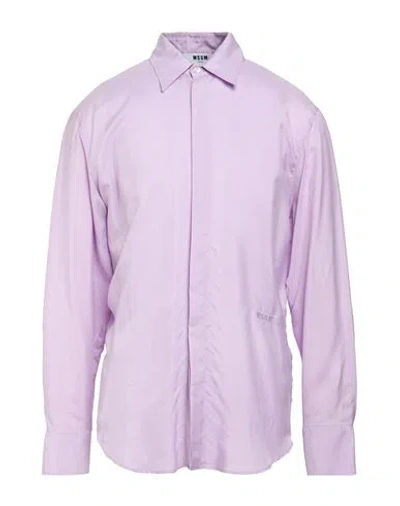 Msgm Man Shirt Lilac Size 15 Cupro In Purple