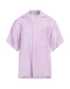 Msgm Logo-embroidered Short-sleeved Shirt In Purple