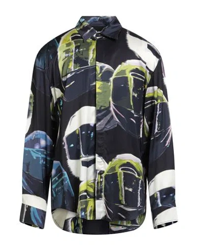 Msgm Man Shirt Midnight Blue Size 15 ¾ Viscose