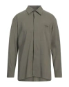 Msgm Man Shirt Military Green Size 17 ½ Viscose, Polyester