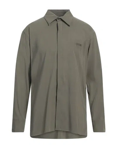 Msgm Man Shirt Military Green Size 17 ½ Viscose, Polyester