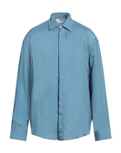 Msgm Man Shirt Pastel Blue Size 16 Cupro