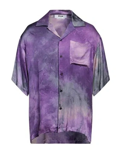 MSGM MSGM MAN SHIRT PURPLE SIZE 16 ½ VISCOSE
