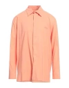 Msgm Man Shirt Salmon Pink Size 17 Viscose, Polyester