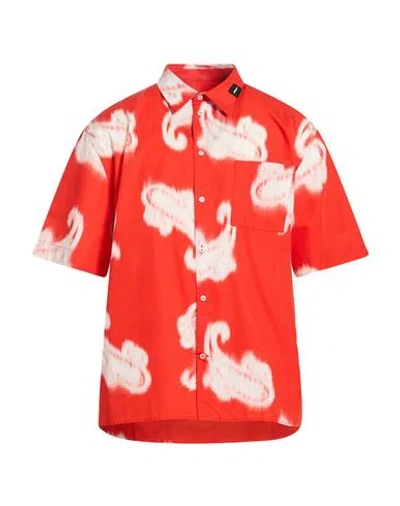 Msgm Man Shirt Tomato Red Size 16 Cotton