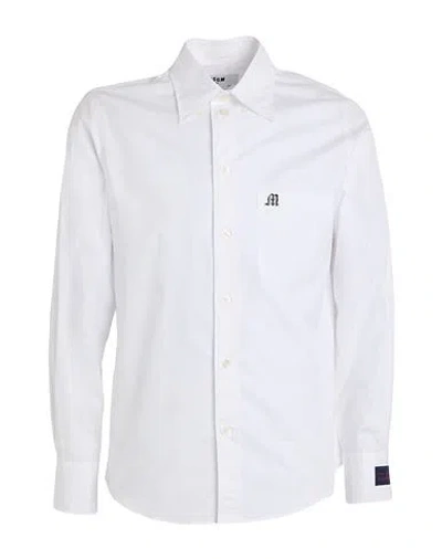 Msgm Man Shirt White Size 15 ½ Organic Cotton