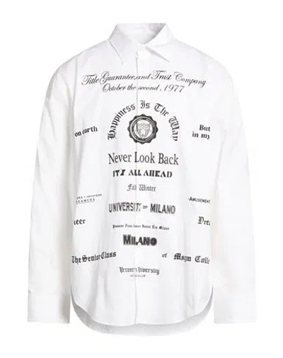 Msgm Man Shirt White Size 16 ½ Organic Cotton