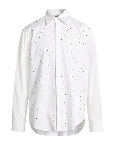 Msgm Man Shirt White Size 17 Organic Cotton