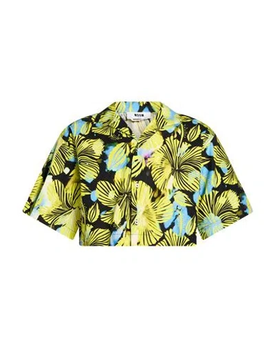 Msgm Man Shirt Yellow Size 16 Cotton In Green