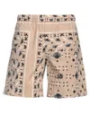 Msgm Paisley Pattern Bermuda In Beige