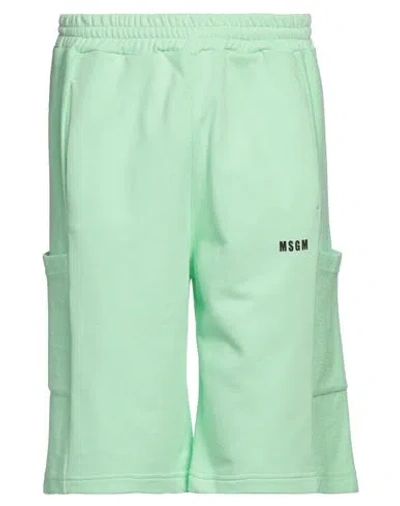 Msgm Man Shorts & Bermuda Shorts Green Size M Organic Cotton