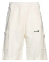 Msgm Man Shorts & Bermuda Shorts Ivory Size Xxs Organic Cotton In White