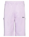 Msgm Man Shorts & Bermuda Shorts Lilac Size Xl Organic Cotton In Purple