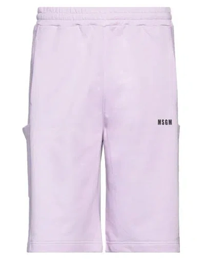 Msgm Man Shorts & Bermuda Shorts Lilac Size Xl Organic Cotton In Purple