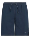Msgm Bermuda Shorts With Embroidered Logo In Navy